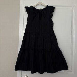 A Loves A 100% Cotton Black Tiered Ruffle Sleeve Mini Dress Medium Goth Coquette